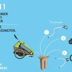 Croozer Kid For 2 Ab 2016 Mit Buggy- Und Joggerset Zweisitzer Meadow Green *** -Teile Verkäufe 3in1 2