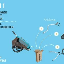 Croozer Kid Plus For 2 Ab 2016 Mit Licht Gefedert Mit Buggy-, Walker- Und Fahrrad-Opt. Sky-blue *** -Teile Verkäufe 3in1
