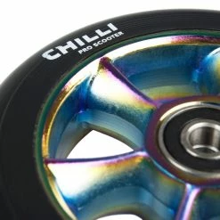 Chilli Pro Scooter Ersatzrolle Wheel Turbo 110mm Black PU / Rainbow Core -Teile Verkäufe C 1034 RBb